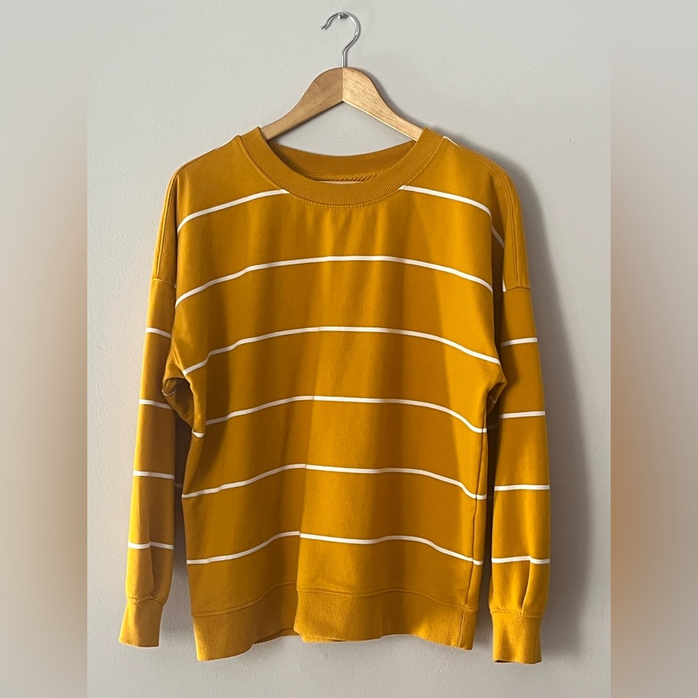 Only Mustard Yellow Striped Crewneck Sweatshirt